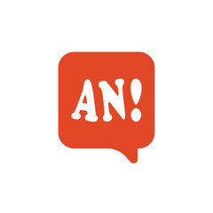 AN monogram vector logo with an exclamation mark within dialog box. Logo for business, personal, company, industry, event, and organization.