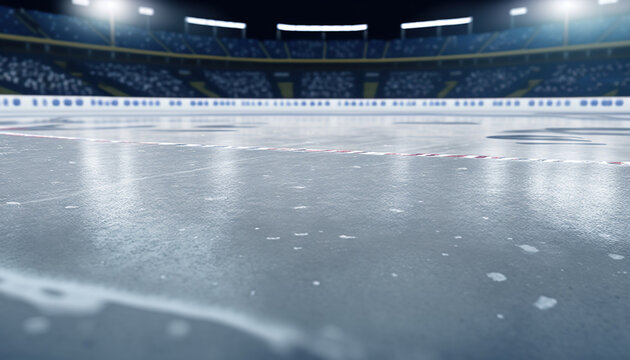 Hockey ice rink sport arena empty field - stadium (Created Using Generative AI)