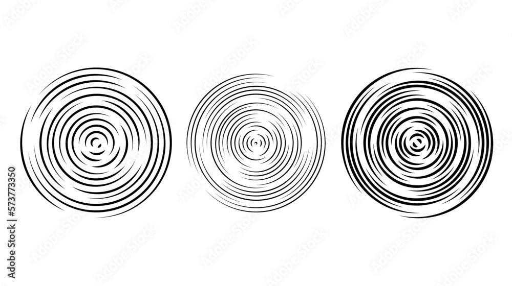Poster concentric circle segments set. rippled round patten background. water or sound wave rings collectio