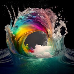 Rainbow water swirl fractal background