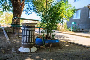 Waste bin. Background with selective focus and copy space