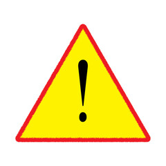 Exclamation mark for a road sign. Sign isolated on a white background.
