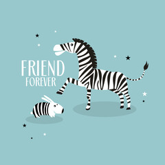 Plakat Cute Little zebra vector print
