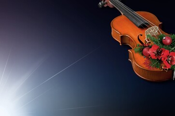 Fototapeta premium Classic musical wooden violin instrument