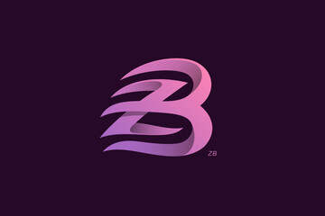 Letter Z and B Monogram Logo Design Vector