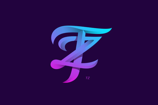 Letter Z and T Monogram Logo Design Vector