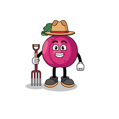 Cartoon mascot of plum fruit farmer
