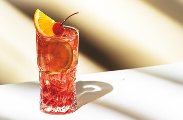 Sex on the beach - popular alcoholic cocktail drink with vodka, peach liqueur, orange and cranberry...