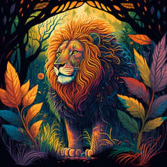 Colorful Lion Painting