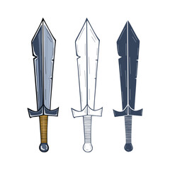 Сartoon style sword isolated sign, symbol