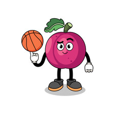 plum fruit illustration as a basketball player