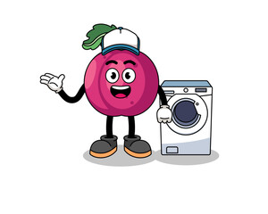 plum fruit illustration as a laundry man