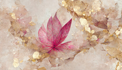 Awesome Abstract art botanical pink background vector, Luxury wallpaper with pink and earth tone watercolor. Generative Ai