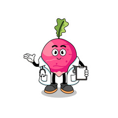 Cartoon mascot of radish doctor