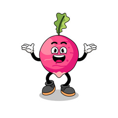 radish cartoon searching with happy gesture
