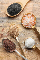 Spoons  with assorted speciality salt