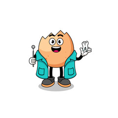 Illustration of cracked egg mascot as a dentist