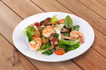 Tasty fresh salad on plate. Fastfood concept.