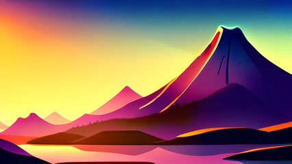  beautiful landscape with mountains and a sunset, generative ai