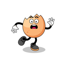 slipping cracked egg mascot illustration
