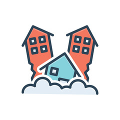 Color illustration icon for collapse