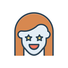 Color illustration icon for excited