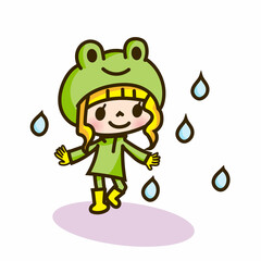 雨とカエルの衣装の子