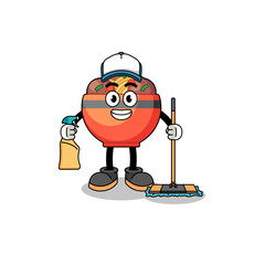 Character mascot of meatball bowl as a cleaning services