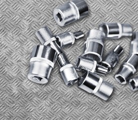 Set of steel worker tools on the desk