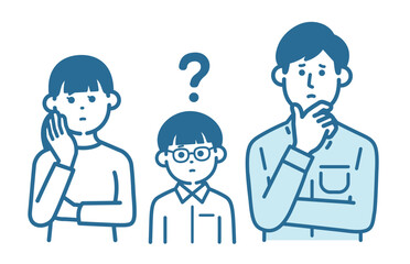 parent and child with question marks