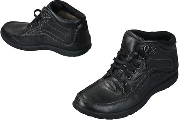 Black Leather male shoes ,isolated on white background