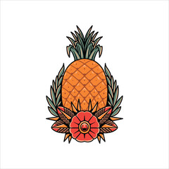 vintage pineapple tattoo vector design