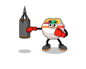 Illustration of noodle bowl boxer