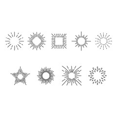 Vintage Sunburst and stars. Hand Drawn Vector Hipster Design Elements on the textured background.