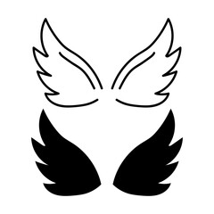 doodle wing. Hand drawn sketch style wing. Bird feather, angel concept vector illustration. Pencil line drawing
