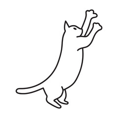 Minimalist cats hand drawn illustration. Cat doodles in abstract hand drawn style, black and white line art vector illustration.