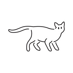 Minimalist cats hand drawn illustration. Cat doodles in abstract hand drawn style, black and white line art vector illustration.