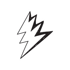 cartoon style lightning bolts and stars. Hand drawn doodles, black and white and color.