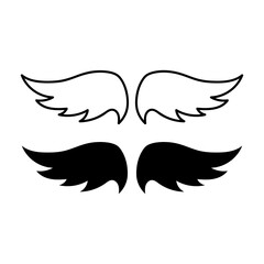 doodle wing. Hand drawn sketch style wing. Bird feather, angel concept vector illustration. Pencil line drawing