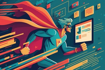 Speedy superhero optimizing website for maximum performance
