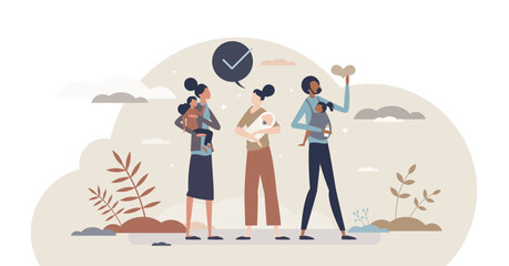 Attachment parenting and close affection and bonding tiny person concept, transparent background. Infant connection with father or mother with emotions, feelings and love illustration.