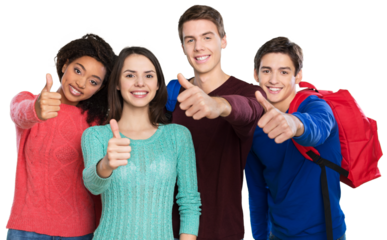 Group of students  isolated over a white background
