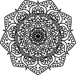 Mandala coloring book simple and basic for beginners, seniors and children. Flower mehndi pattern for Henna drawing and tattoo.