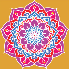 Mandala color simple and basic for beginners, seniors and children. Flower mehndi pattern for Henna drawing and tattoo.