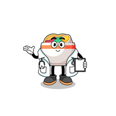 Cartoon mascot of noodle bowl doctor