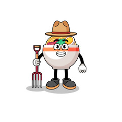 Cartoon mascot of noodle bowl farmer