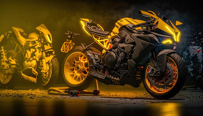 Cyberpunk-style motorcycle desktop background