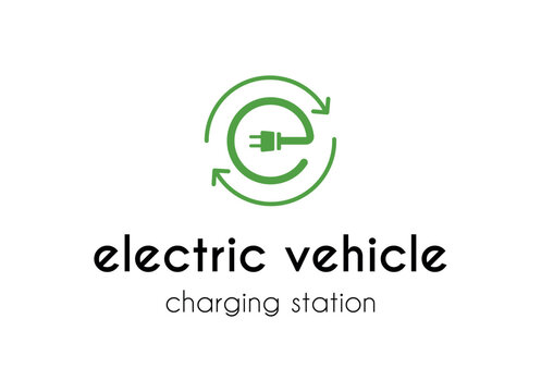 Electrical charging station logo design template.