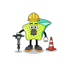 Character cartoon of shooting star working on road construction