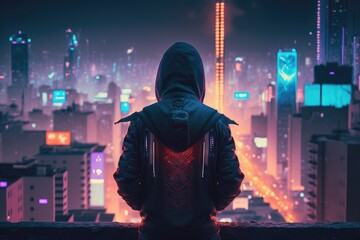 The Nighttime View of a Cyberpunk Metropolis Generative AI